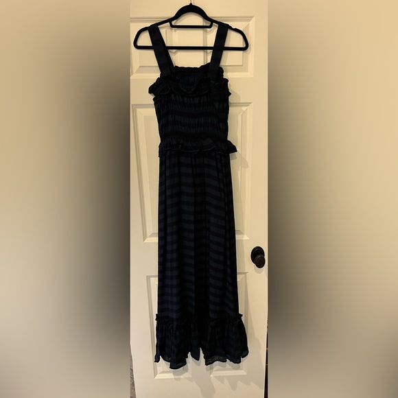 *TULAROSA* NAVY STRIPE RUFFLE IDA MAXI DRESS- SIZE SMALL - Picture 3 of 8